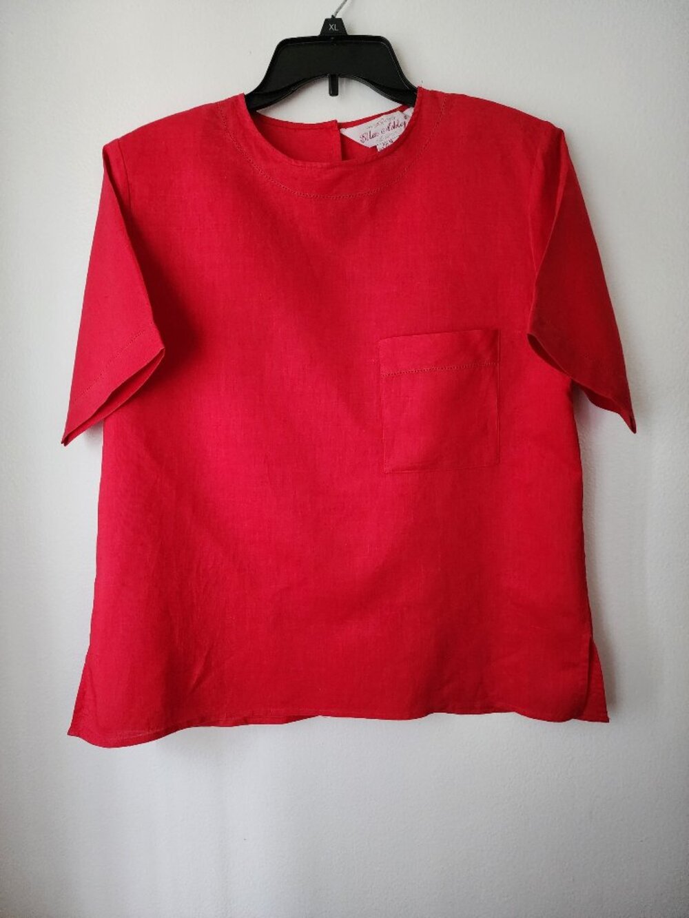 Ellen Ashley Women's Red Eyelet Trim Short Sleeve Blouse Size 14